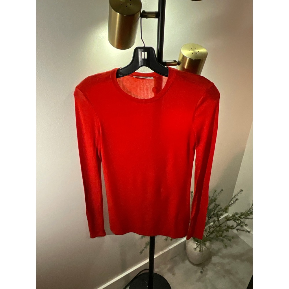 Reformation red long sleeve jeans top vivid red autumn layering SM tencel comfy
